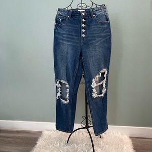 High waisted ripped jeans